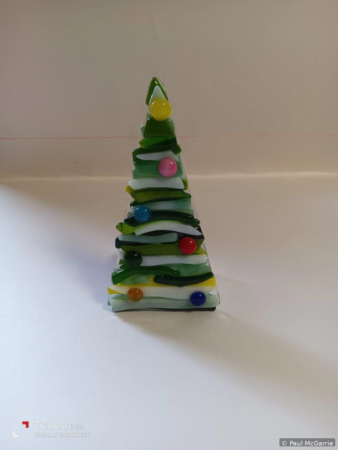 Christmas Tree Glass, fused glass artwork by Paul McGarrie, photograph 1